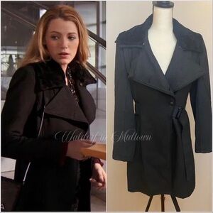 Rag & Bone Black Coat with Fur Collar